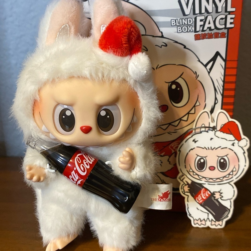 Coca-Cola standing Labubu limited release Vinyl plush pendant new with box